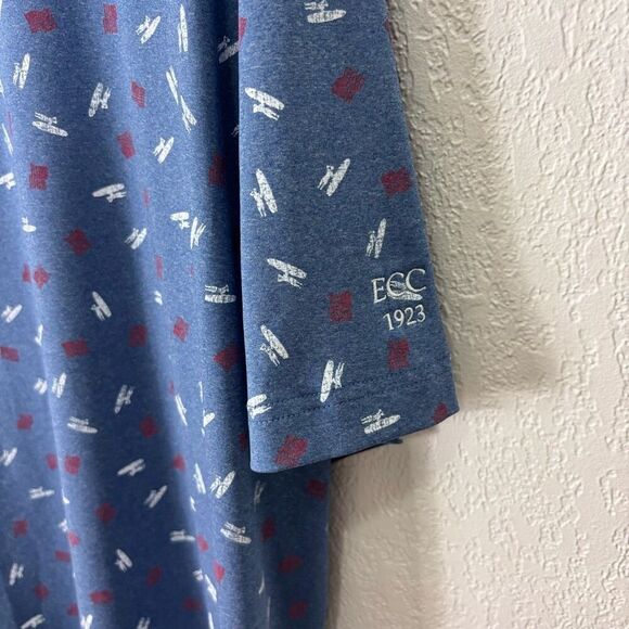 Johnnie-O Blue with White Print Surfer & Red American Flag Golf Polo Men's XXL - Picture 6 of 7